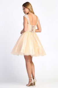 Champagne Tulle Party Short Dress