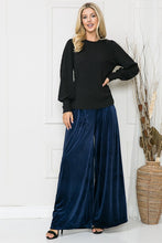 Royal Blue Velvet Wide Leg Pants