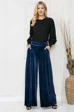 Royal Blue Velvet Wide Leg Pants