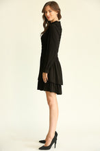 Black Solid Woven Smocked Bodice Dress