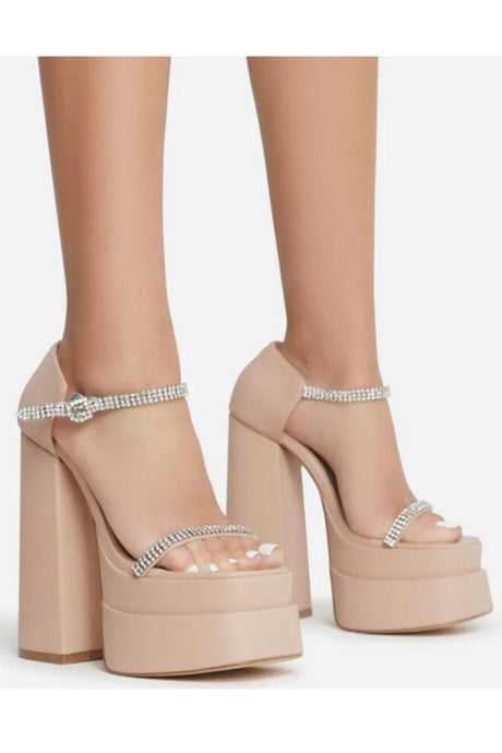 Nude Fashion Evening Dress High Heels