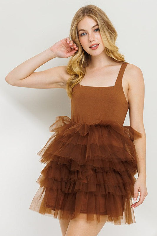 Brown Ruffled Dress