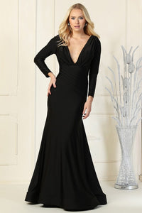 Black Long Sleeve Stretch Trumpet Dress