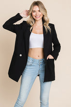 Black Long Double Breasted Lapel Collar Blazers