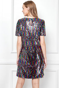 Multicolor Sequin T-shirt Dress