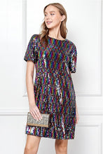 Multicolor Sequin T-shirt Dress