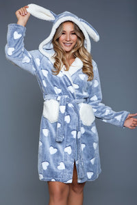 Dusty Blue/Ivory Heart Robe