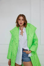 Neon Green Long Diamond Pattern Coat