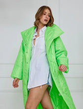 Neon Green Long Diamond Pattern Coat