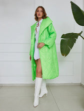 Neon Green Long Diamond Pattern Coat