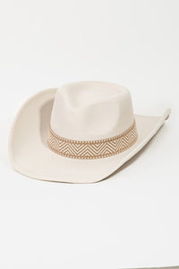 Ivory Zig Zag Ribbon Strap Cowboy Hat Home Hats