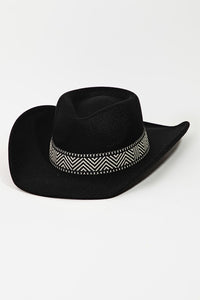 Black Zig Zag Ribbon Strap Cowboy Hat Home Hats