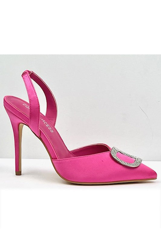 Fuchsia Pointed Toe Slingback High Heels