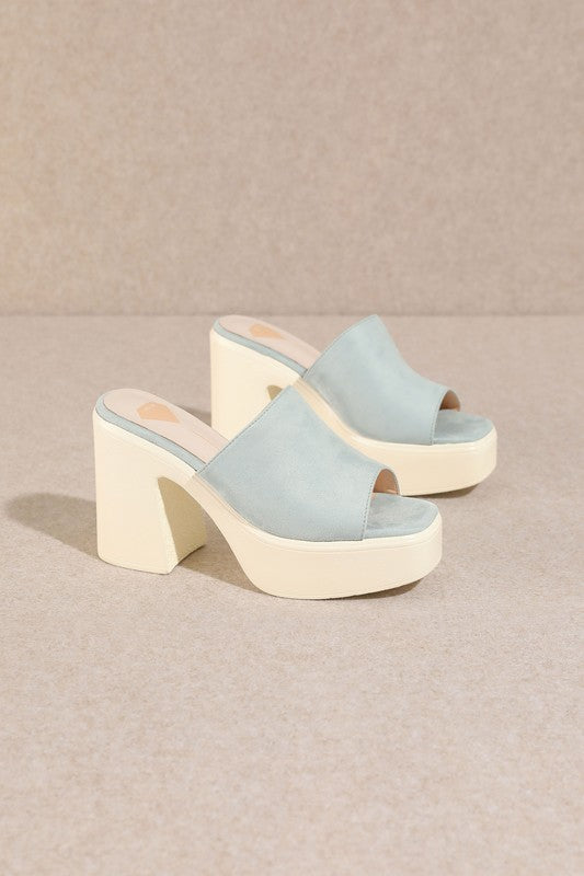 Blue Summer Chunky High Heel Sandals