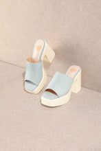 Blue Summer Chunky High Heel Sandals