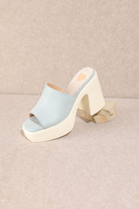 Blue Summer Chunky High Heel Sandals