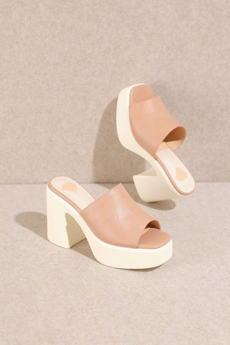 Nude Pink Summer Chunky High Heel Sandals