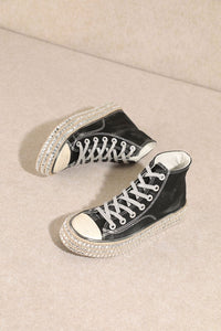 Black Rivets Soft Flat Heel Thick Bottom Cloth Shoes