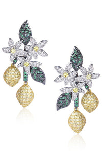 Floral Lemon Cubic Zirconia Earrings