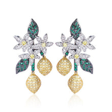 Floral Lemon Cubic Zirconia Earrings