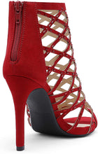 Red Womens Crisscross Strap Stiletto Sandals