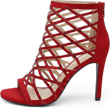 Red Womens Crisscross Strap Stiletto Sandals