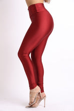 Burgundy Nylon Spandex Zipper Leggings