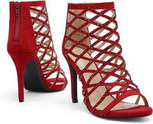 Red Womens Crisscross Strap Stiletto Sandals