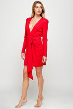 Red Open-back Long Sleeve Dress