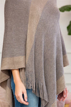 Khaki Two Tone Fringe Poncho