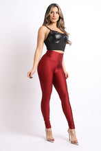 Burgundy Nylon Spandex Zipper Leggings